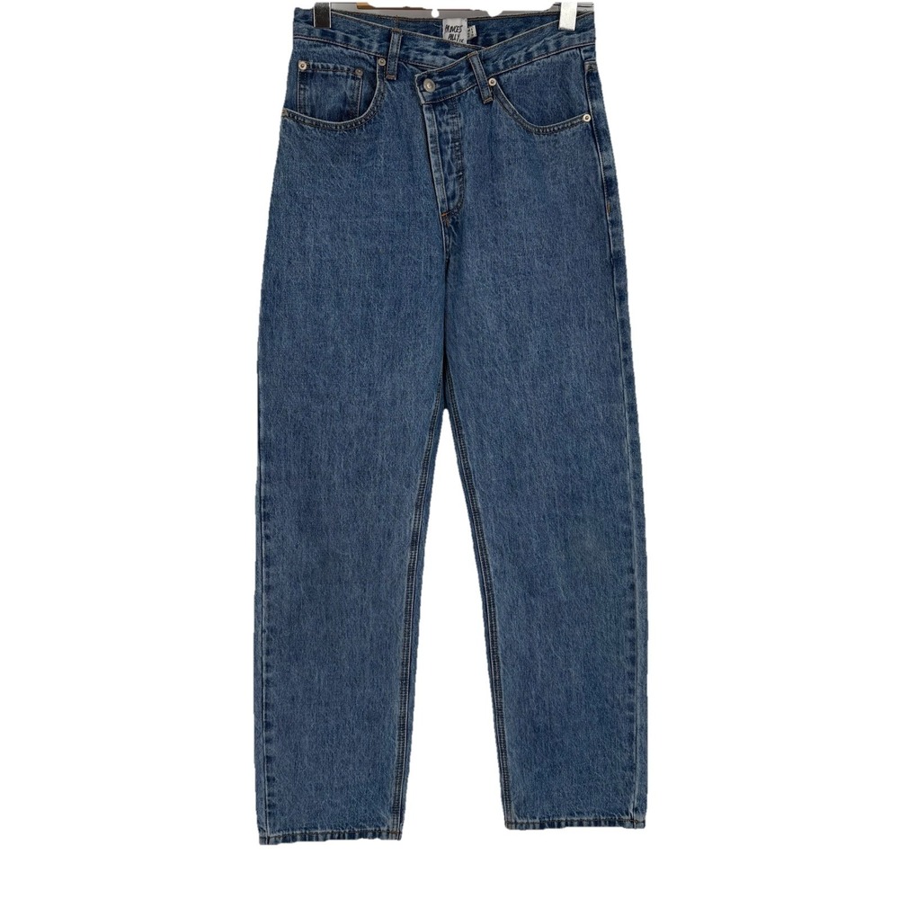 Princess Polly Womens Criss Cross Waist‎ Jeans 2 Medium Wash Baggy Y2K Retro